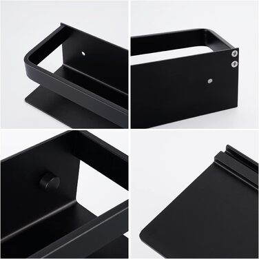 Настінна полиця для спецій KES, тримач для спецій, органайзер для спецій, кухонний, для зберігання спецій, кухонна полиця для спецій 40 см, 2 шт., матово-чорний колір, настінний, KSR401S40-BK-P2, 39,9 см