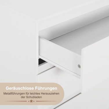 Пеленальний столик WOLTU зі знімною стільницею для пеленання, дитячий пеленальний столик, полиця для пеленання, комод з 4 шухлядами, висота 110 см, білий глянцевий білий глянцевий білий