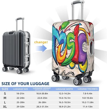 Чохол для валізи Музичний графіті, еластичний захист від подряпин, розмір 95
