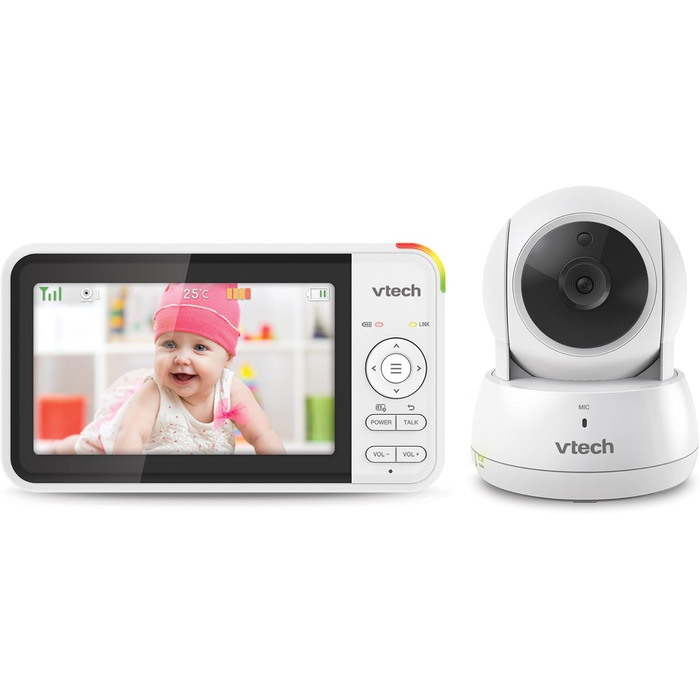 Радіоняня Vtech із камерою, 5-дюймова відеоняня, 31 година роботи від батареї, радіоняня з камерою, радіус дії 300 м, нічне баченн