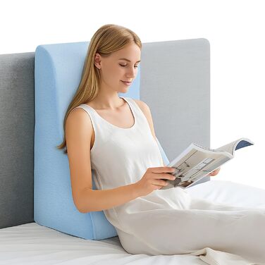 Подушка для читання для спини ліжка та дивана ергономічна клиноподібна подушка як опора для спини для читання, перегляду телевізора та відпочинку (синя)