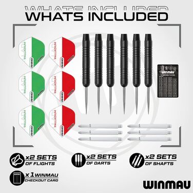 Набір захисних рамок для мішні для дартсу WINMAU Diamond Plus Steel - Професійні аксесуари для дартсу - Включає мішень для дартсу Diamond Plus, рамку для дартсу, 2 набори прецизійних сталевих дартсу та багато іншого