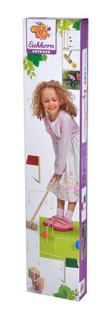 Крокетна іграшка Eichhorn для активного відпочинку на відкритому повітрі, з 2 молотками та 4 м&39ячами, включаючи стартовий/фінішний прапорець та 10 обручів, виготовлена з соснової деревини, від 3 років, одинарна