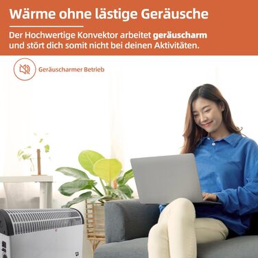 Конвекторний обігрівач SHX з турбовентилятором 2000 Вт SHX08TKV2000 радіатор 2000 Вт, запобіжний термостат, 3 рівні потужності, захист від перегріву, низький рівень шуму, білий
