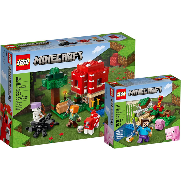 Набір Lego Minecraft - Грибний будинок 21179 Засідка Кріпера 21177, конструктор для дітей від 8 років