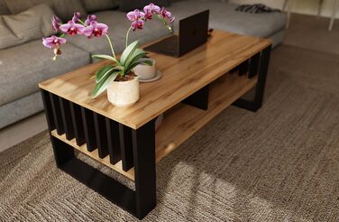 Журнальний столик Meble Pitus Сучасний стіл для вітальні Журнальний столик з місцем для зберігання 90 x 50 x 50 см Стіл для вітальні Меблі з рейковими елементами Вічний дуб