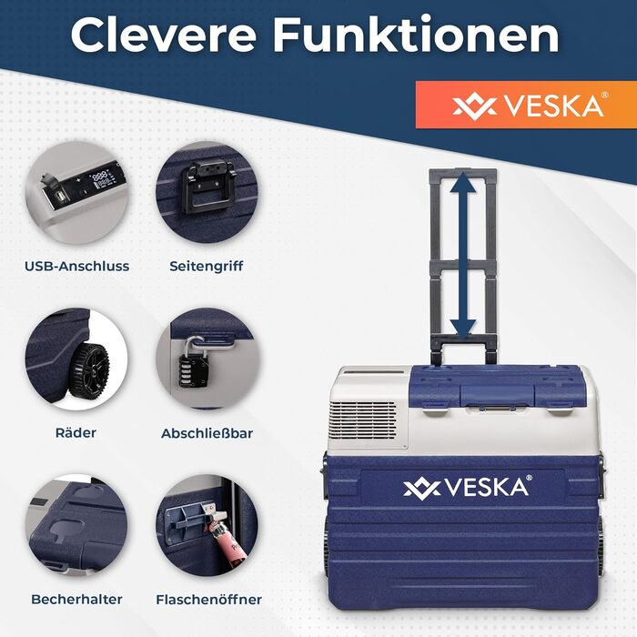 Компресорна холодильна камера електрична, морозильна камера з управлінням APP, підключення USB, 12/24V, 230V, колеса, переносний х