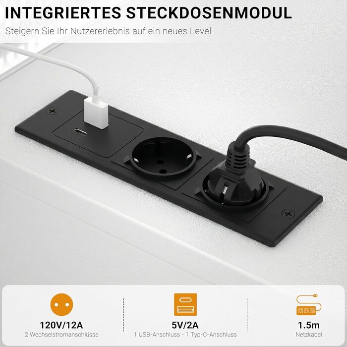 Комп&39ютерний стіл, ігровий стіл 120x50 см з RGB LED-підсвічуванням, стіл з розеткою, комп&39ютерний стіл з підставкою для монітора, маленький стіл для невеликих приміщень, кабінет, спальня, офіс, білий, 120 см