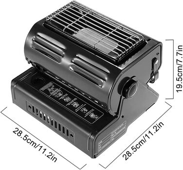 Керамічний газовий обігрівач Yinleader, газовий радіаційний обігрівач для використання на вулиці в наметах, караванах та кемпінгу, керамічний пальник 1,3 кВт (чорний)