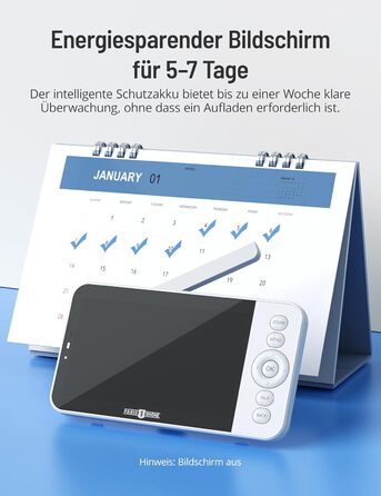 Радіоняня з 2 камерами, 5&39 WiFi Монітор з додатком, 2K UHD, нічне освітлення, виявлення руху/крику, моніторинг температури та во