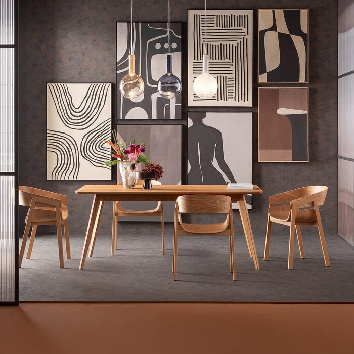 Стіл Kare Design Memo, коричневий, на 6-8 місць, сертифікований FSC, скандинавський дизайн, висока якість, поза часом, обідній стіл, вітальня, масив дуба, 75x200x90 см (ВxШxГ)