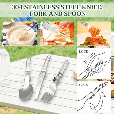 Набір посуду Herbst для кемпінгу, 11 предметів міні-плита, складаний газовий пальник, каструля та складальні столові прибори, серветки для чищення для пікніків та походів на природі