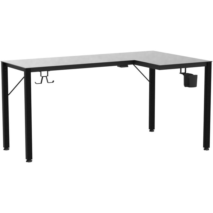 Ергономічний скляний ігровий стіл EUREKA зі світлодіодним підсвічуванням, кутовий ігровий стіл з RGB-підсвіткою 152x102 см, L-подібний великий комп&39ютерний стіл із синхронізацією музики, керуванням застосунками, гачком для навушників та підставкою для ч