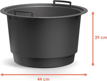 Круглий пластиковий квітковий горщик Spetebo з основою - 48 x 30 см - дизайнерський квітковий горщик антрацитового кольору з посадковою вставкою - кашпо, ваза для квітів, садове кашпо, середній розмір / 48 x 30 см