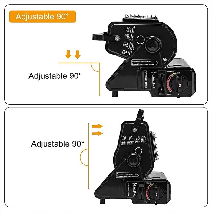 Керамічний газовий обігрівач Yinleader, газовий радіаційний обігрівач для використання на вулиці в наметах, караванах та кемпінгу, керамічний пальник 1,3 кВт (чорний)