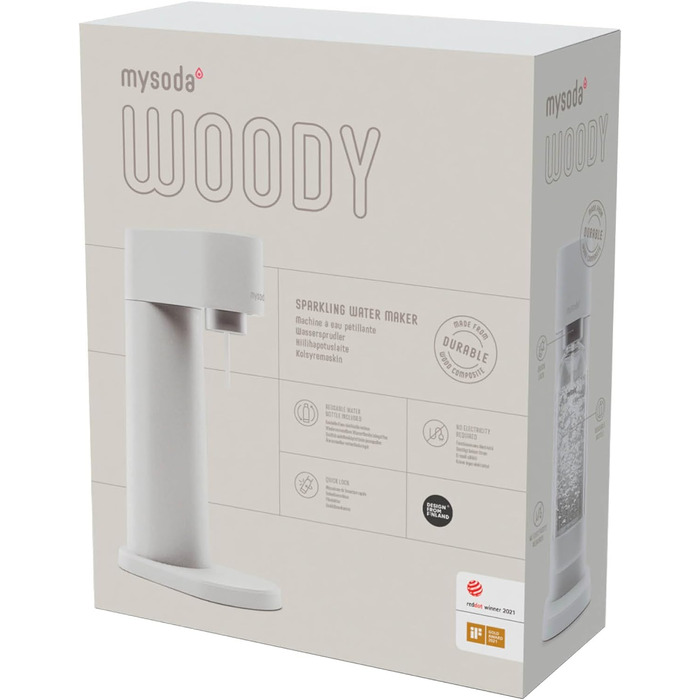 Деревний поновлюваний деревний композитний виробник газованої води з пластиковою пляшкою без BPA об'ємом 1 л (без балона CO2) - білий один розмір білого кольору