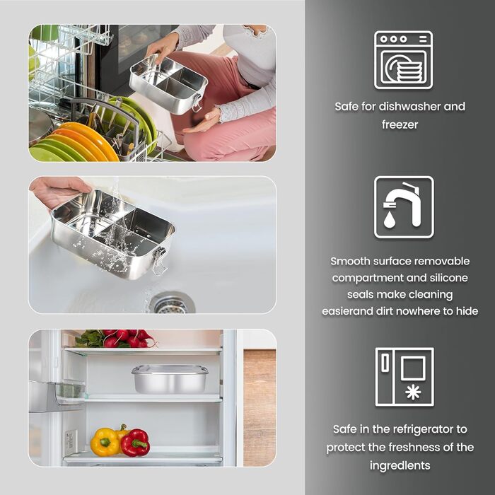 Металева ланч-бокс Gigmeta, 1200 мл, герметична знімною перегородкою, екологічна для дорослих та дітей