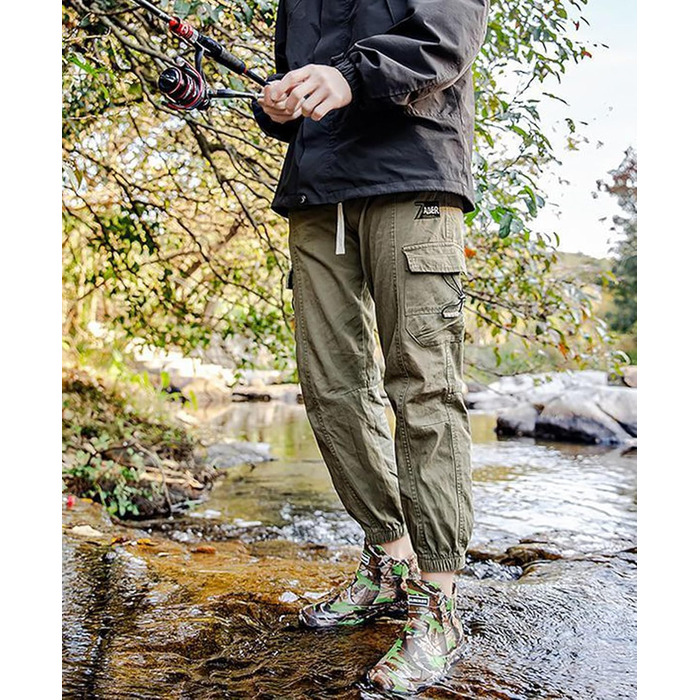 Водонепроникні гумові чоботи Pangolin для чоловіків та жінок, камуфляжні садові чоботи без шнурівки, легкі дощовики з нековзною підошвою, короткі черевики для риболовлі, кемпінгу, зелені, EU 43