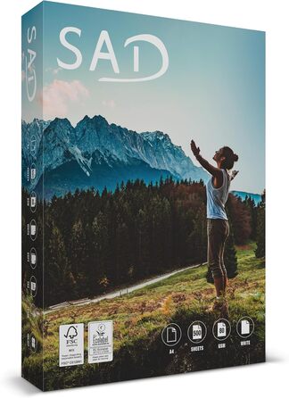 Папір для принтера SAD DIN A4 2500 аркушів, 80 г/м, яскраво-білий CIE 161, універсальний папір оптом, підходить для всіх принтерів, високоякісний копіювальний папір, сертифікований FSC