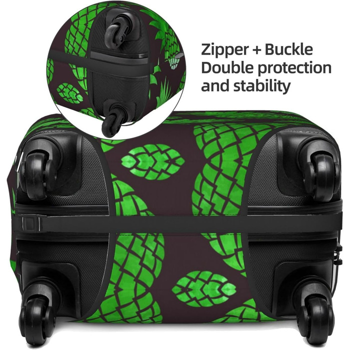 Чохол для валізи Ананасове мистецтво, міцний захист для багажу, підходить для валіз розміром 45.7 - 81.3 см, розмір XL, чорний, екстра-великий
