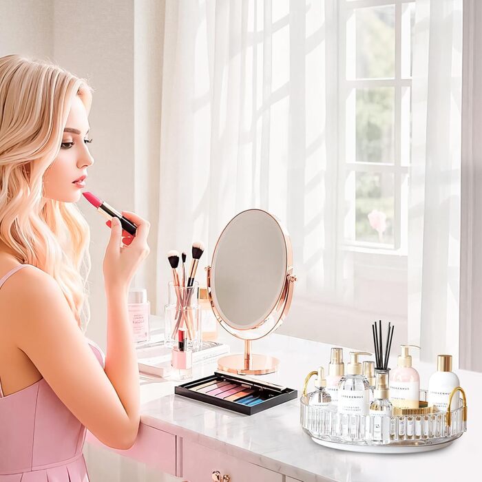 Органайзер для косметики MOACC, обертовий на 360, органайзери для макіяжу для туалетного столика, система зберігання засобів догляду за шкірою, 1 шар, прозорий