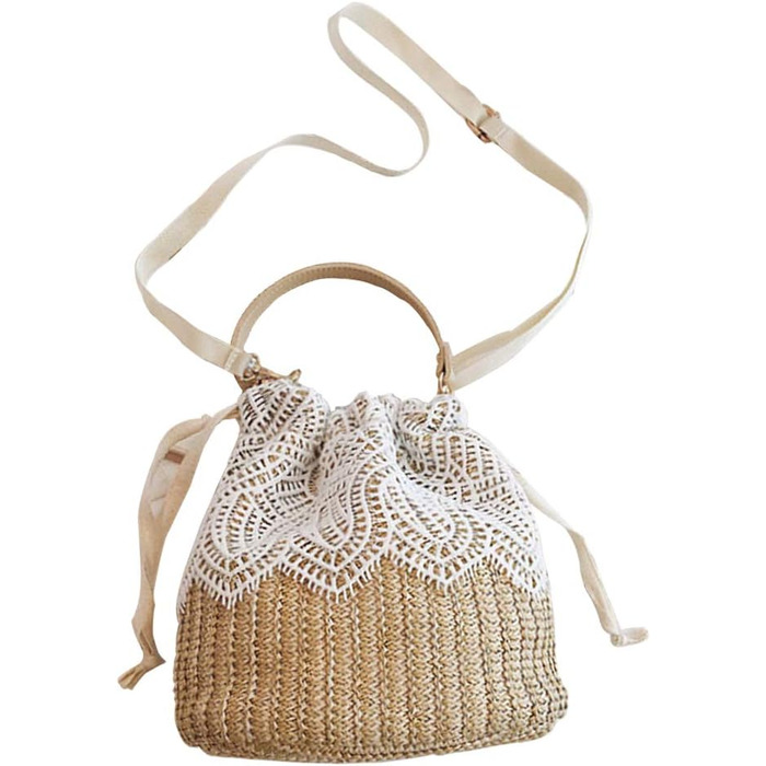 Солом'яні сумки через плече, жіноча сумка з верхньою ручкою літня пляжна сумочка через плече