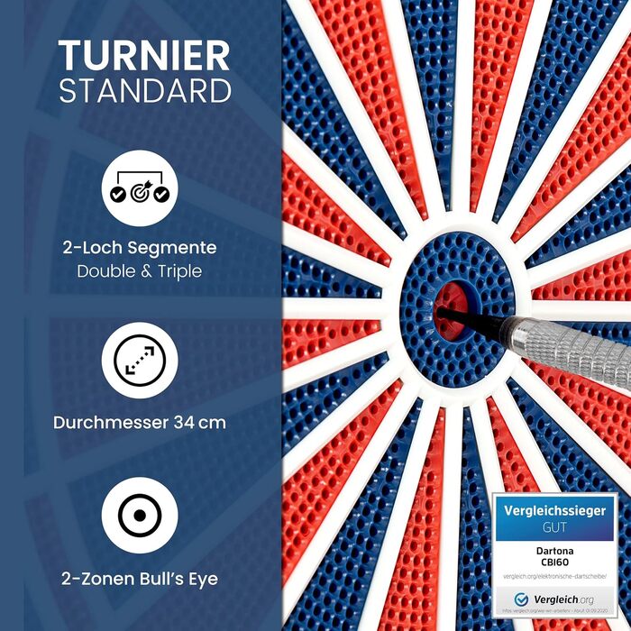 Електронна мішень для дартсу Dartona CB160 Cabinet Офіційний турнірний розмір Електронна мішень для дартсу Турнірна дошка з 33 іграми та понад 160 варіаціями