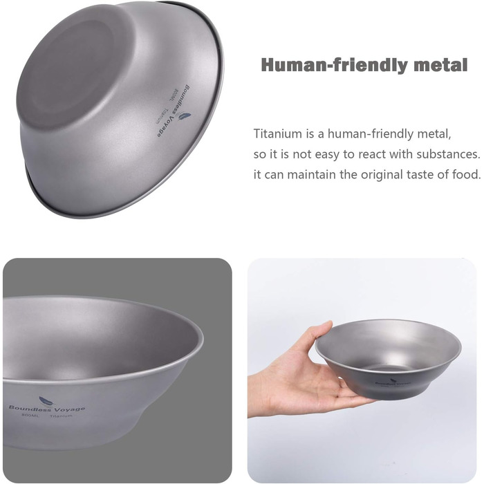 Мл Титанові миски Тарілка Ультралегка одностінна чаша Тарілка Відкритий кемпінговий посуд Кухонне приладдя з сумкою для перенесенн