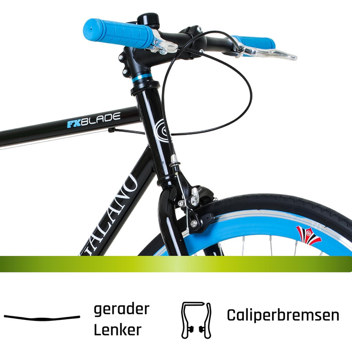 Велосипед Galano Blade Fixie для чоловіків та жінок, зріст 165-195 см, ретро-велосипед з однією швидкістю, 28-дюймові колеса, різні розміри, міські велосипеди з фліп-флоп втулкою, шосейний велосипед, міський велосипед, чорний/синій, 53 см