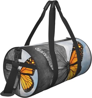 Спортивна сумка, дорожня сумка, з вишуканим принтом метеликів, сумка для подорожей та на ніч, чорна, універсальний розмір