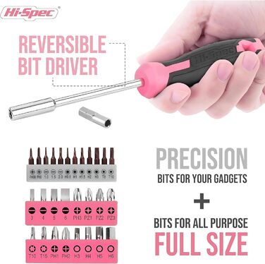 Високоякісний домашній набір інструментів для жінок 42 шт. Невеликий ящик з рожевими інструментами та ручкою викрутки 2-в-1 для ре