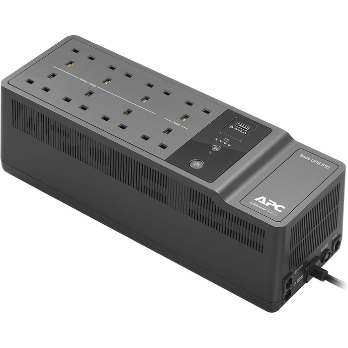 ДБЖ APC by Schneider Electric Back-UPS ES - BE650G2-UK - Джерело безперебійного живлення 650 ВА (8 виходів, захист від перенапруг, 1 USB-порт для заряджання) 650 ВА / 400 Вт