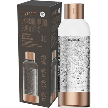 Високоякісна пляшка для води преміум-класу об'ємом 1 літр (багаторазова та без BPA) для виробника газованої води, кришка та основа виготовлені з нержавіючої сталі - Copper 1L Copper