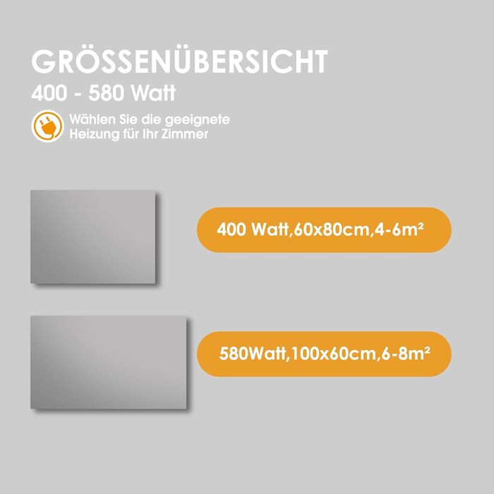 Інфрачервоний обігрівач дзеркала з термостатом, 580 Вт - Інфрачервоний обігрівач дзеркала - Інфрачервоний настінний обігрівач з пультом дистанційного керування - Електричний обігрівач, нагрівальна панель, радіатор - Дзеркало для ванної кімнати 100x60 см, 