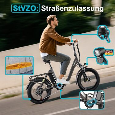 Складаний електровелосипед HANEVEAR H6-Light, електричні велосипеди з датчиком крутного моменту Акумулятор 48 В 14,5 Аг, запас ходу до 120 км Двигун 55 Нм 250 Вт 3,0-дюймовий Fat E-Bike, позашляховий електровелосипед Pedelec для чоловіків та жінок, сірого