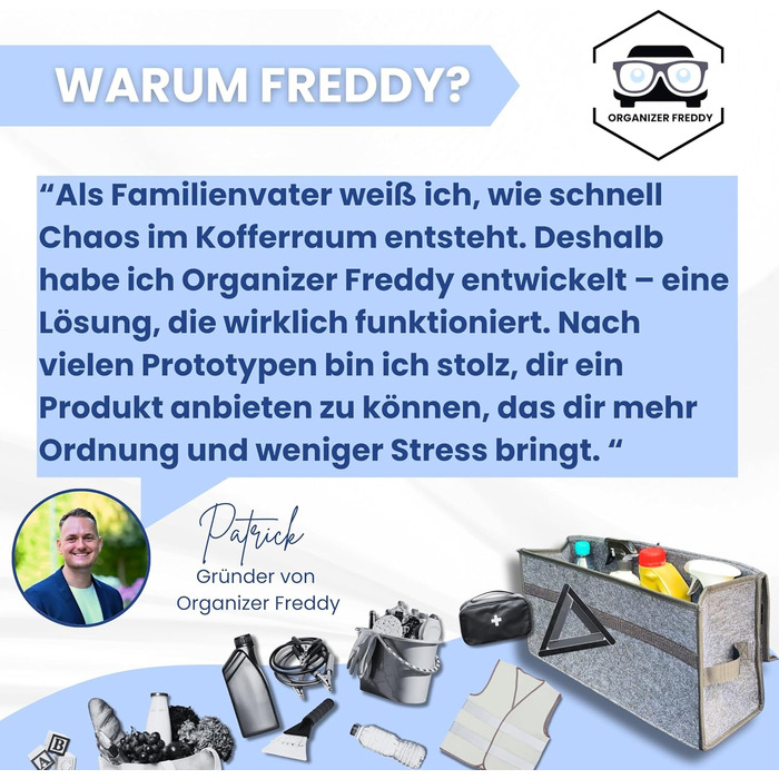 Організатор для багажника Freddy Складаний та надзвичайно міцний, нековзний на липучках - Практичні автомобільні гаджети та автоак