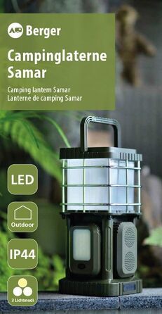 Ліхтар для кемпінгу BERGER Samar Ліхтар для кемпінгу з портативним зарядним пристроєм та Bluetooth-колонкою Акумуляторний кемпінговий ліхтар без живлення від мережі, з батареєю та USB-кабелем Ліхтар для кемпінгу під час відключення електроенергії у наметі
