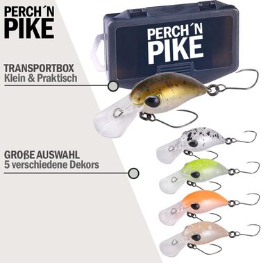 Набір з 5 приманок для форелі з коробкою для снастей, 3,2 см міні-воблери 3,2 г, штучні приманки для форелі та окуня, рибальські аксесуари різних кольорів для рибалок-хижаків, набір 1 - 3,2 г/3,2 см