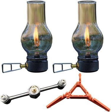 Газовий ліхтар з підсвічуванням, газовий ліхтар для кемпінгу, портативні ліхтарі для паливного намету на природі, для кемпінгу на свіжому повітрі, походів (комплект з 2 газових ліхтарів)