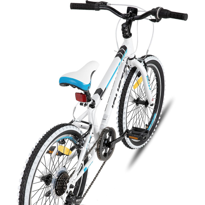 Дитячий велосипед JOYSTAR Lubbock 20 24 дюйми для хлопчиків та дівчаток віком 7-12 років, гірський велосипед хардтейл для дітей з 1/7-швидкісною коробкою передач, білі шиповане покриття, дитячий велосипед білого кольору 20 дюймів з 7-швидкісною трансмісіє