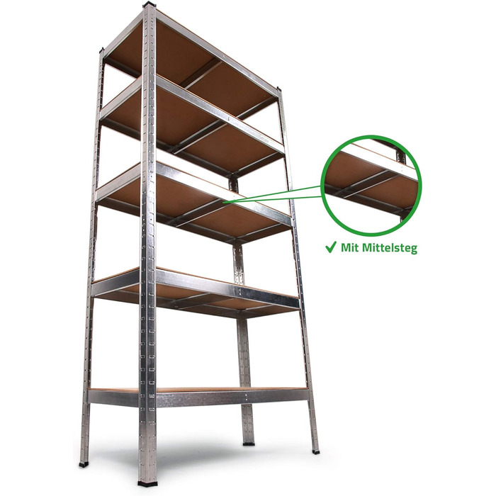 Металевий стелаж Ondis24 Thomas, полиця для зберігання 90x40x180 (В) см, полиця для підвалу, вантажопідйомність до 875 кг, сріблястий, з 5 полицями, вантажопідйомність кожна 175 кг, регульована висота, функціональний надміцний стелаж