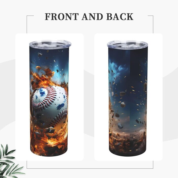 Кухоль з прямою трубочкою, 590 мл, Гарячий бейсбол, з принтом, дорожній кухоль, підходить для кемпінгу, офісу та дому