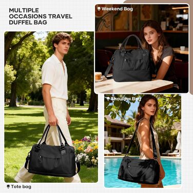 Мала дорожня сумка, 40x20x25 см, Ручна поклажа Ryanair для літаків, Спортивна сумка на вихідні, Жіноча водонепроникна дорожня сумка, Сумка для підгузків, Сумка для клініки, Сумка для пологів, Лікарняна сумка з відділенням для взуття, B-Black B01-black Rya