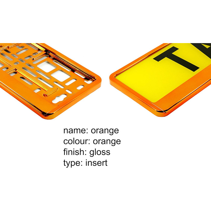 Тримач для номерних знаків, глянцевий, помаранчевий, 2 шт. и