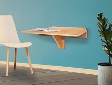 Дерев&39яний розкладний настінний стіл Spetebo - 60 x 40 см - Компактний розкладний стіл для настінного кріплення - Кухонний стіл, Обідній стіл, Бістро-стіл, Буфетний стіл, Підвісний стіл, Комп&39ютерний стіл, Плаваючий