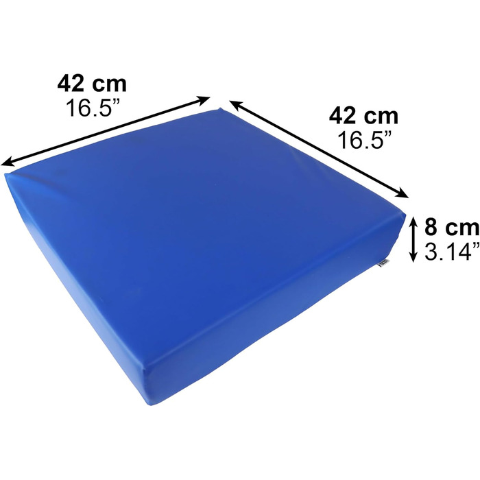 Протипролежнева подушка сидіння для інвалідних візків (42 x 42 x 8 см), ортопедична, з піни з ефектом пам&39яті, синя - Зроблено в Європі