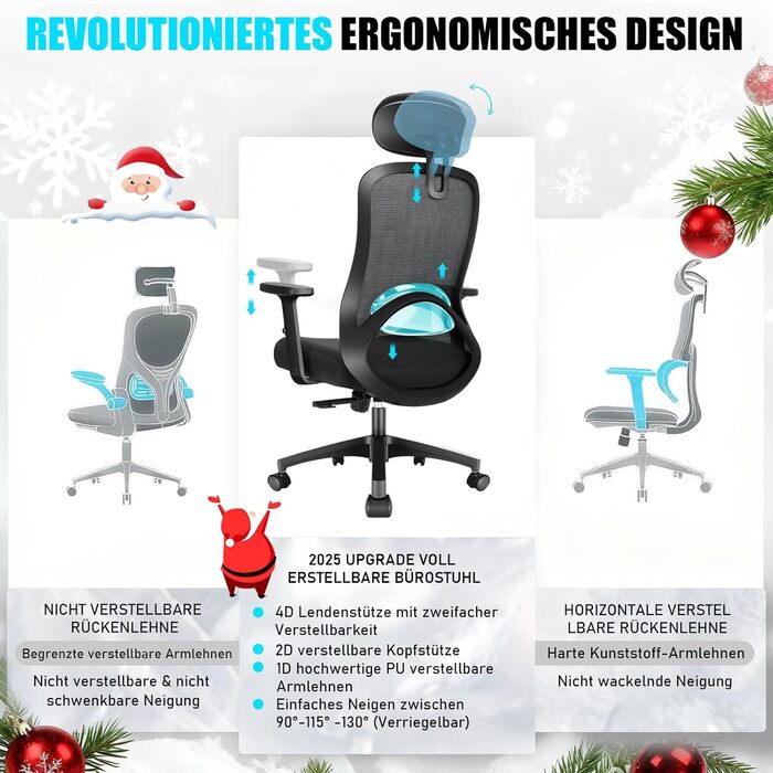 Ергономічне офісне крісло Storeo Imp, до 150 кг, сітка, чорний