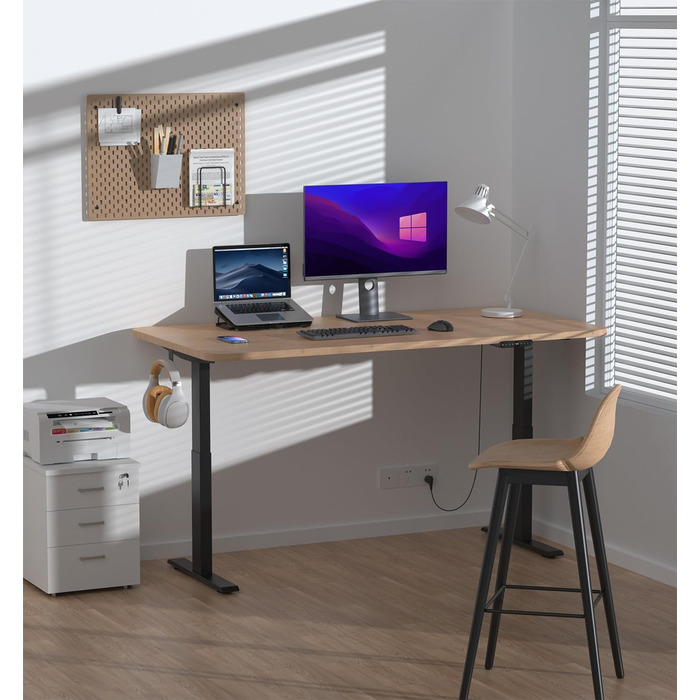 Електричне регулювання висоти каркаса столу з 2 двигунами, вантажопідйомність до 135 кг - Стабільний, 4 слоти пам&39яті, нагадування про сидячу/встанучу позицію, чорний