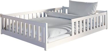 Дитяче колективне дитяче ліжко Підлогове ліжко 140x200 см із захистом від падіння та рейковим каркасом Ліжко Монтессорі Ліжко-розк