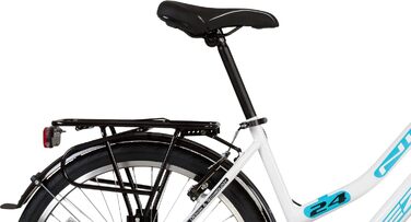 Дюймовий міський велосипед, велосипед для дівчаток, дитячий велосипед, жіночий велосипед, 21 передача, розмір рами приблизно 42 см, білий/бірюзовий, новий - 051, 24-